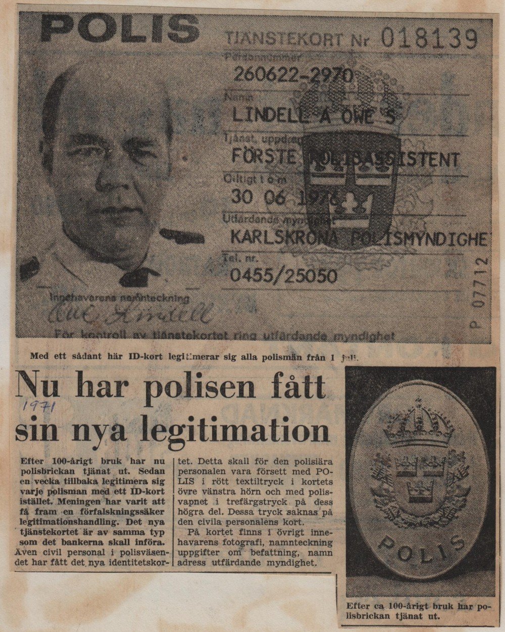 Polisleg år 1971 från Blt